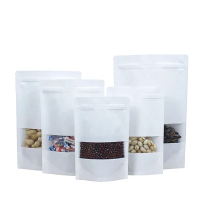 Spot Commodity Stand up carta opaca Kraft riclosabile Ziplock Heat Sacchetti sigillabili per confezionamento alimenti con finestra