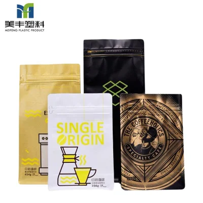 Vendita all&prime;ingrosso fabbrica su misura Eco friendly Compositable bustine di tè caffè vuoto Con valvola e sacchetti con zip per confezionamento caffè