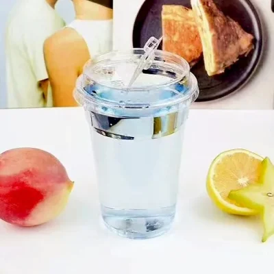 Tazza da tè trasparente in plastica biodegradabile PLA bevanda fredda monouso Confezionamento del succo