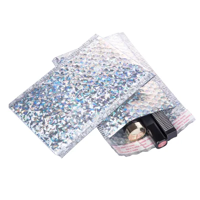 Vendite a caldo Personalizza dimensione logo Colour Delivery busta glitter metallizzata Sacchetti per spedizioni olografici - contenitore a bolle per pacchetto