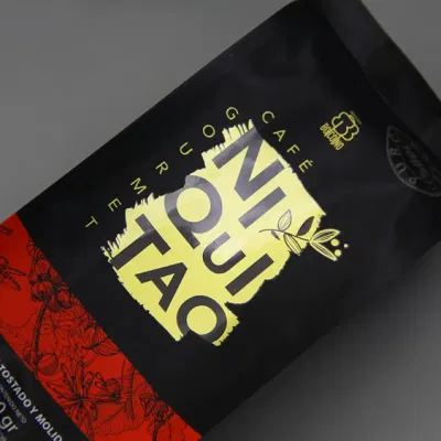Sacchetto di caffè con supporto in plastica opaca a fondo piatto e base piatta in plastica biodegrae Con valvola