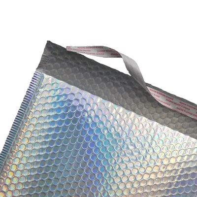 Vendite a caldo Personalizza dimensione logo Colour Delivery busta glitter metallizzata Sacchetti per spedizioni olografici - contenitore a bolle per pacchetto