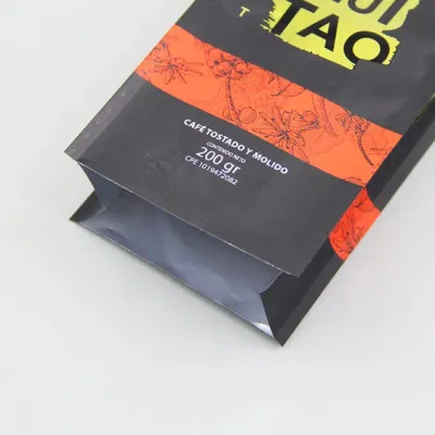 Sacchetto di caffè con supporto in plastica opaca a fondo piatto e base piatta in plastica biodegrae Con valvola