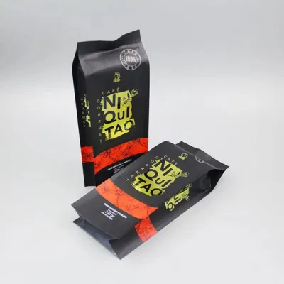 Sacchetto di caffè con supporto in plastica opaca a fondo piatto e base piatta in plastica biodegrae Con valvola