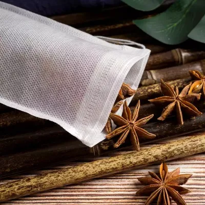 Filtro in rete in nylon con sigillo termico biodegradabile in sacchetto di tè Borsa con stringa ed etichetta