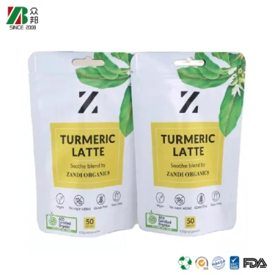 Stampa personalizzata imballaggio di tè e caffè in grani compostabile foglio di imballaggio laminato Cerniera biodegradabile