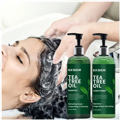 Olio di Tea Tree di zenzero naturale di cuoio capelluto di menta Shampoo Riparazione Anti perdita di capelli crescita dei capelli Shampoo e Conditioner