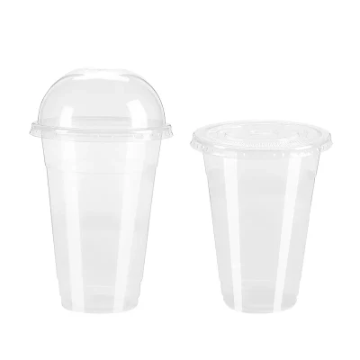 Tazza da tè trasparente in plastica biodegradabile PLA bevanda fredda monouso Confezionamento del succo