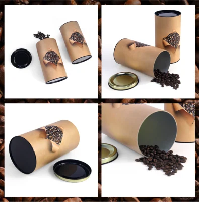 Firstsail forma cilindro scatola regalo tubo di imballaggio Natale rotondo Té di cioccolato caffè tino tan tino carta con coperchio in metallo
