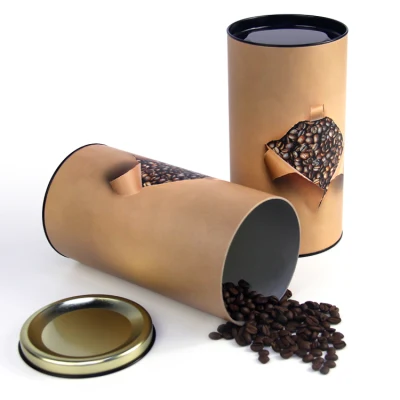 Firstsail forma cilindro scatola regalo tubo di imballaggio Natale rotondo Té di cioccolato caffè tino tan tino carta con coperchio in metallo