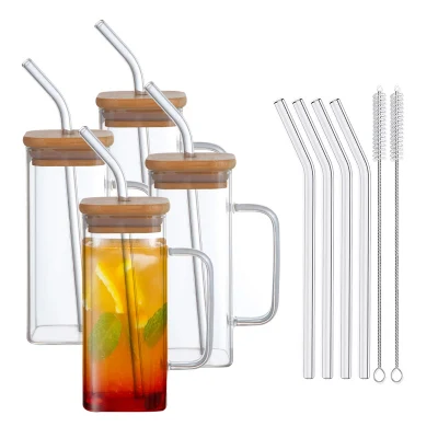 Bicchieri trasparenti Drinkware caffè freddo tazza tè acqua Tumbler Drinking Bicchieri bicchiere quadrato in vetro