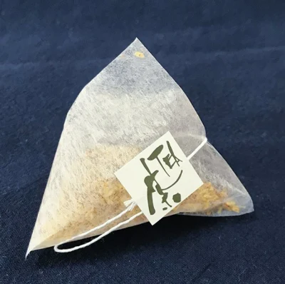 Sacchetto da tè vuoto con etichetta in fibra di mais termosaldante da 5*6 cm