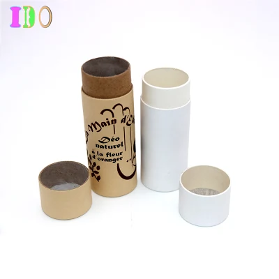 Esempio gratuito di Kraft tondo alimentare con cilindro a spinta con logo personalizzato Cartone di grado scatola per confezione tubi di carta per labbro di tè e caffè Candela
