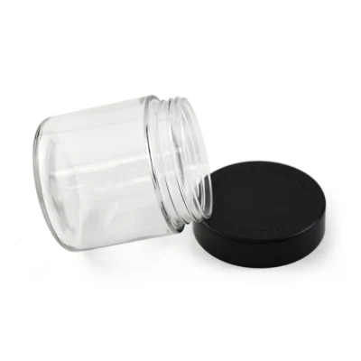 Confezione floreale da 3oz 4oz 6oz 8oz 10oz 14oz 16oz 18oz Vaso in vetro rotondo trasparente con imboccatura larga e lato dritto, a prova di bambino Vasetti con coperchio in Cr