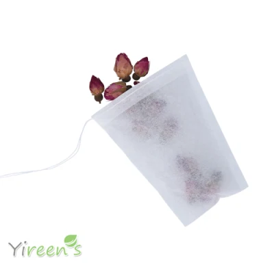 Sacchetto da tè in carta da filtro a forma di trapezio biodegradabile eco-compatibile, in carta canapa di Manila, con etichette personalizzate, colore bianco