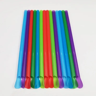 Cucchiaio monouso tipo paglia singolo Milkshake Smoothie confezione singola colorata Bubble Tea Straw con cucchiaio