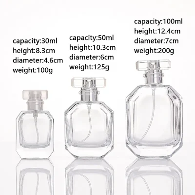 Flacone per profumi quadrato di alta qualità da 30 ml 50 ml 100 ml vuoto privato Etichetta Logo personalizzato flacone di profumo