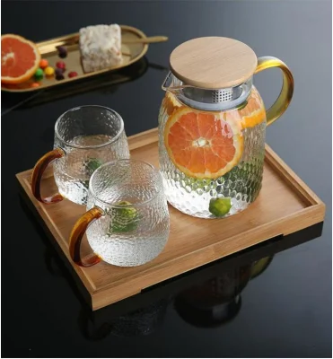 Caraffa per bevande, caraffa in vetro ad alta capacità con coperchio a reticella Per succo caraffa in vetro di tè freddo con acqua di limone