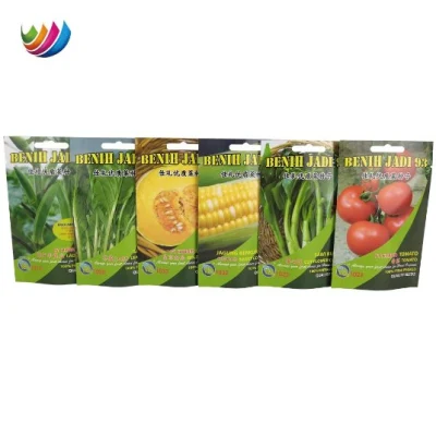 Imballaggio carta agricola pacchetto semi di pomodoro vuoto personalizzato 3 lati Sigillo carta patinata piccola pianta semi imballaggio sacchetti 200g 250g