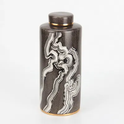 J025 moderna moda porcellana sbavatura inchiostro motivo decorazione vaso vaso vaso Set Scandinavian Home decorazione Ceramic Black tè vaso