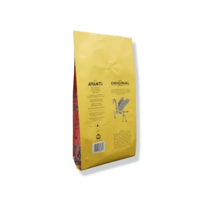 Caffè in plastica con guarnizione quadrupla con fazzoletto laterale per alimenti personalizzato Sacchetto di imballaggio
