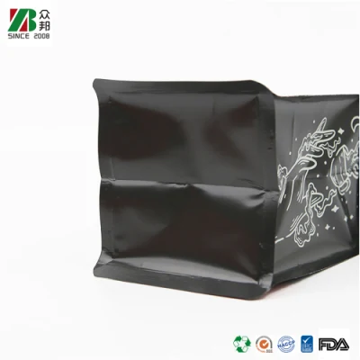 Sacchetti per caffè a fondo piatto vuoti compostabili personalizzati con valvola e cerniera per impacchettamento caffè/tè