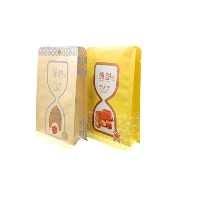 Astuccio per zip in carta Kraft biodegradabile a fondo piatto compostabile per confezionamento di alimenti Sacchetto personalizzato con valvola per la confezione del tè del caffè