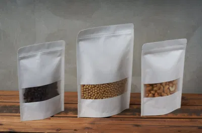 Sacchetto per tè Kraft carta sacchetto autosigillante semi di caffè dolci Sacchetto di carta con chiusura a zip imballo di buste richiudibili