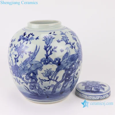 Rzsc03 vaso in ceramica di zenzero realizzato dall&prime;uomo con motivo floreale e uccello Jingdezhen