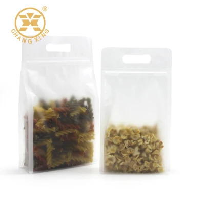 Confezione trasparente trasparente Quad 16oz snack Flat fondo otto lati Sacchetti con chiusura a cerniera standup 500 g per alimenti con fazzoletto di tenuta