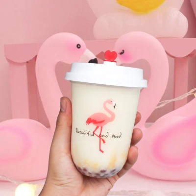 Tazza per succo monouso Creative cute a forma di U tè al latte trasparente Contenitori in plastica Confezioni bevande fredde Coppe con coperchio