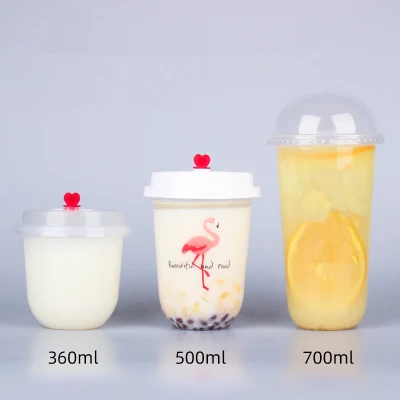 Tazza per succo monouso Creative cute a forma di U tè al latte trasparente Contenitori in plastica Confezioni bevande fredde Coppe con coperchio