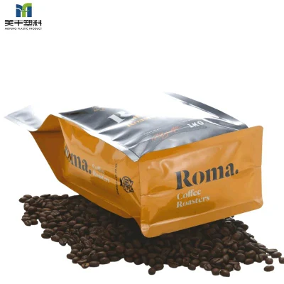 125 g 250 g 500 g di caffè Bean a fondo piatto con zip Bag Air Confezione di contenitori per alimenti con cerniera pacchetto stampato Gravure