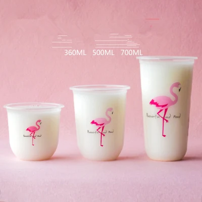 Tazza per succo monouso Creative cute a forma di U tè al latte trasparente Contenitori in plastica Confezioni bevande fredde Coppe con coperchio