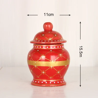 J278r Cutie da tavolo decorazione ceramica rosso zenzero vaso seduta Camera Mini Candy Black Tea Canister Miele vaso