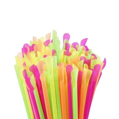 Cucchiaio monouso tipo paglia singolo Milkshake Smoothie confezione singola colorata Bubble Tea Straw con cucchiaio