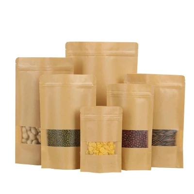 Sacchetti per imballaggio caffè vuoto compostabili personalizzati Kraft con valvola E zip per caffè