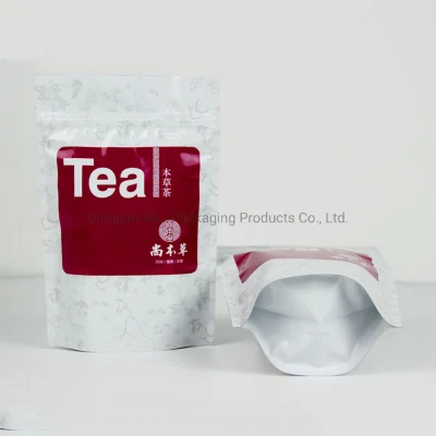 Sacchetti per imballaggio di tè chiusura a zip pellicola in plastica personalizzata in alluminio Sacchetti per tè vuoti
