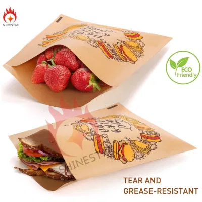 Sacchetti di carta marrone da 6.7&quot; X 8&quot; per il trattamento del grasso Kraft resistente Sacchetti piccole buste piatte Borse per biscotti spuntini caramella Hamburger di Donut