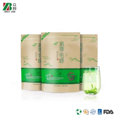 Confezione di carta Kraft plastica per tè/snack biodegradabile personalizzata con chiusura a zip Borsa