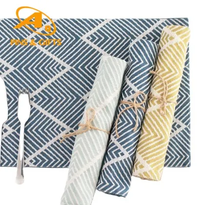 Mykonos tavolo rotondo tessuto posto tavolo mat per le pietre da pranzo Spatola Jwel Lapis in silicone con supporto per stampa in ceramica poliestere Montagne russe placemat