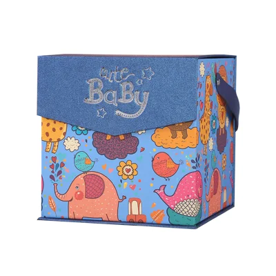 Carta di cartone di lusso blu giallo con logo personalizzato in vendita a caldo Confezione regalo per le feste di Natale di Doll di stoffa magnetica