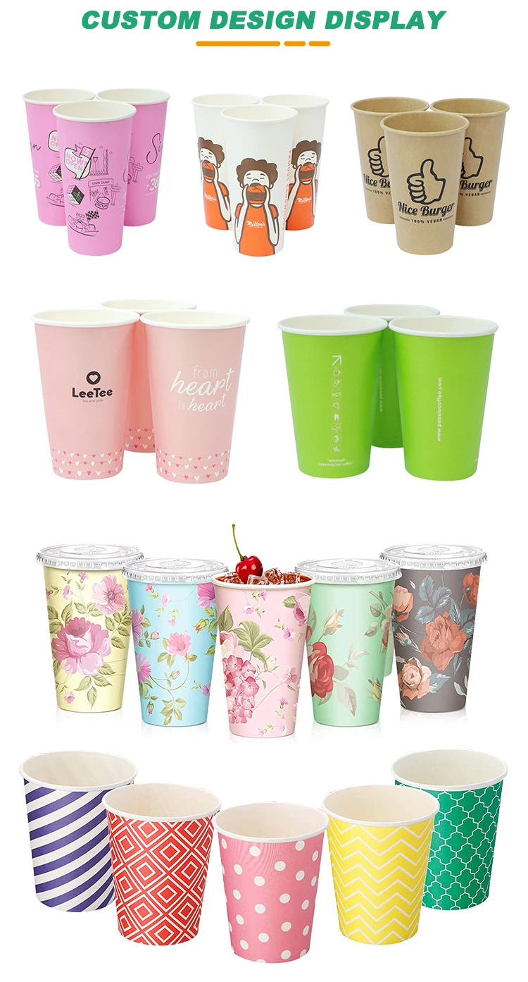 Disposable Take Out Coffee Tea Juice Smoothie Bubble Boba Cold Paper Cups for Iced Cold Drink