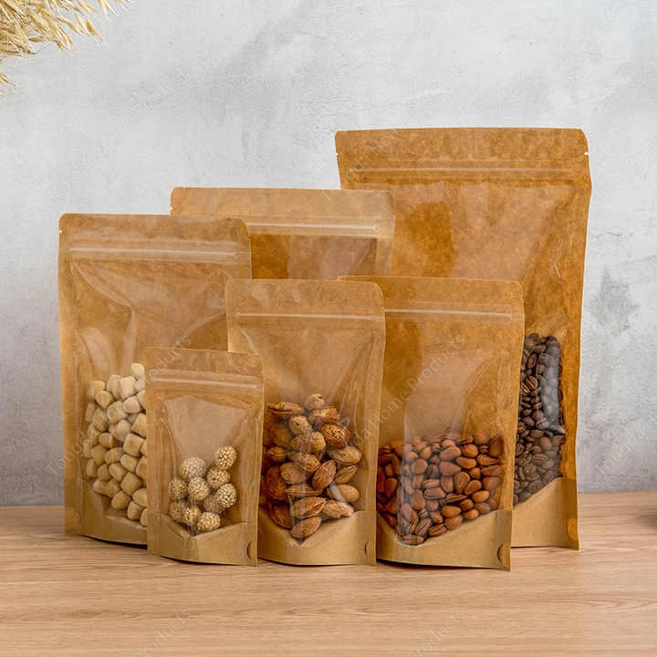 Waterproof and Oil Proof Kraft Paper Bag Sealed Food and Medicine Standing Bag