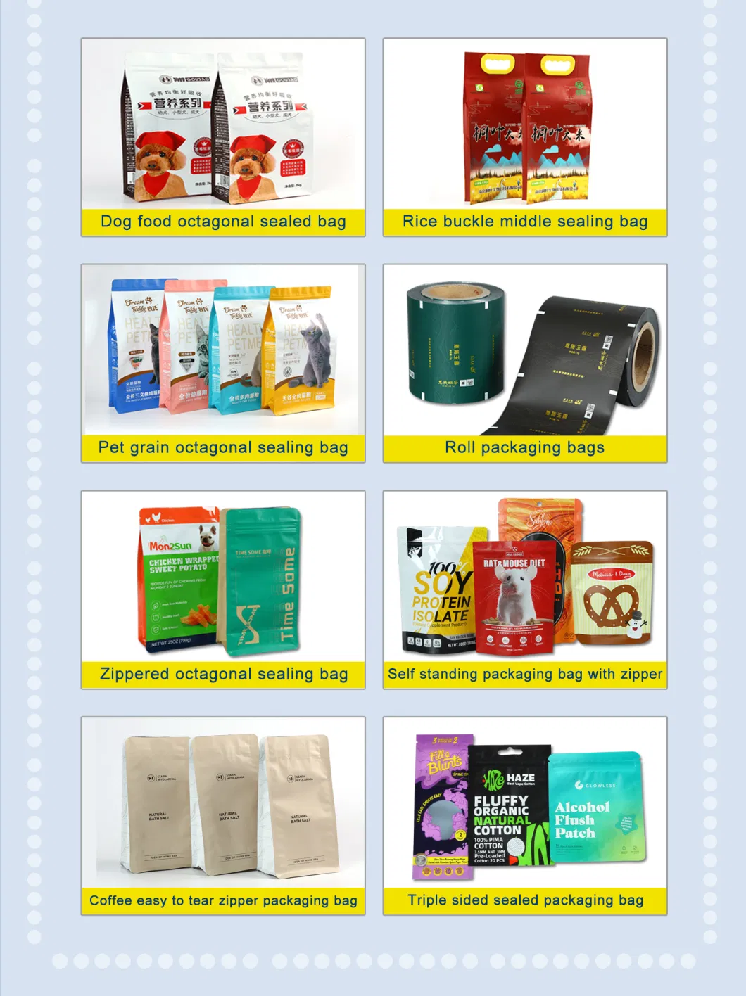 100% Biodegradable PLA Packaging Kraft Paper Zipper Pouches Tea Snack Food Bags