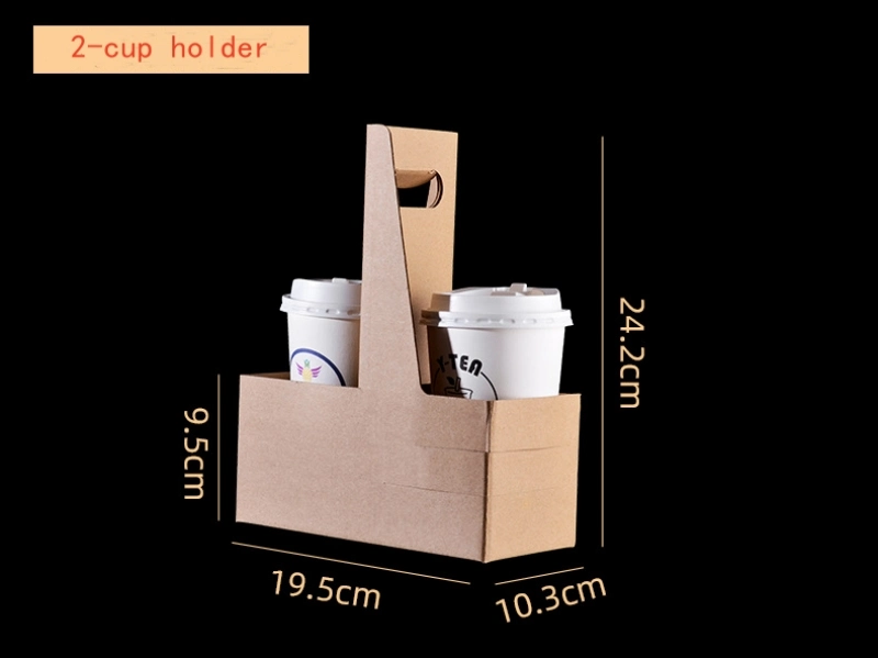 Wholesale Corrugated Paper Portable Cup Holder Milk Tea Coffee Beverage Packaging Cup Holder