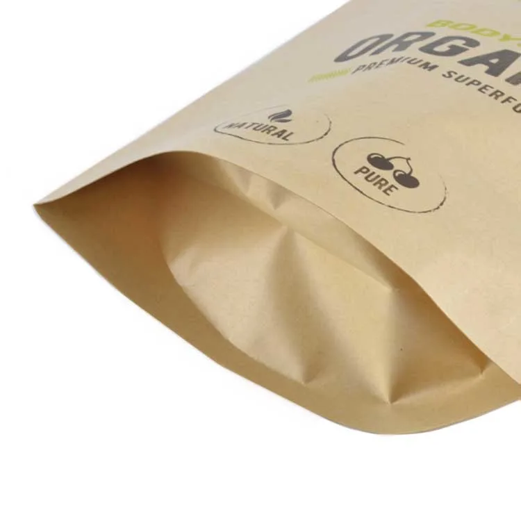 Compostable Custom Print Flat Bottom Kraft Paper Coffee Pouch Packaging Bags with Valve and Zipper for Coffee Tea