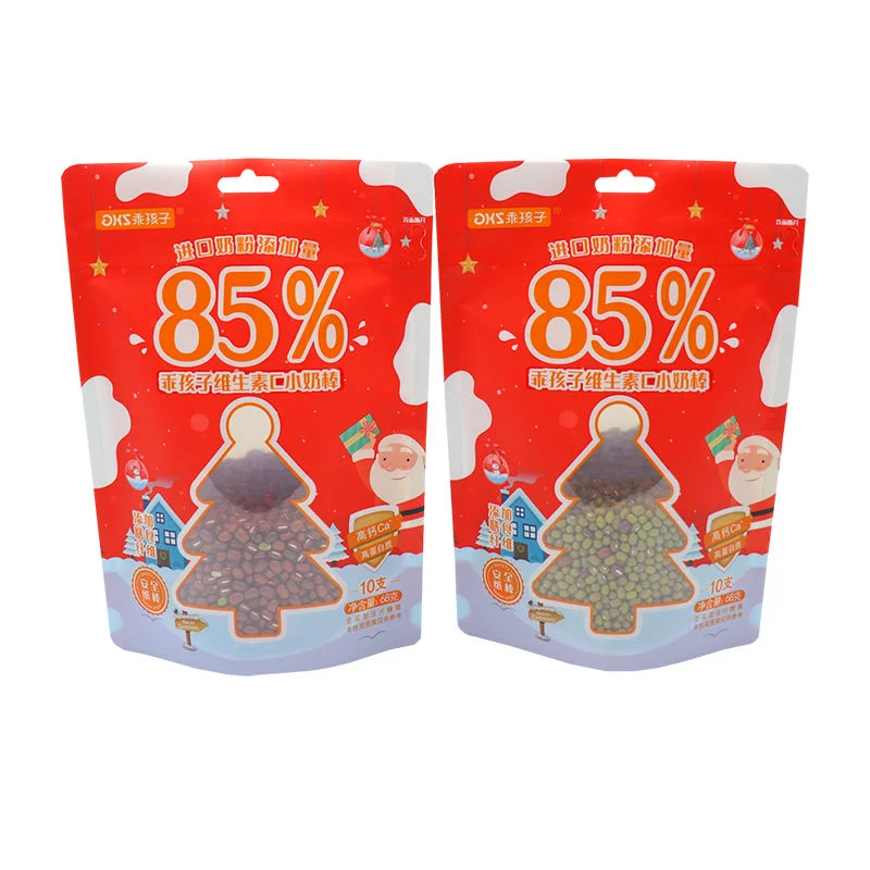 Stand up Pouch Food Packaging Bags Christmas Popping Candy Food Print Packaged Plastic Package with Zipper