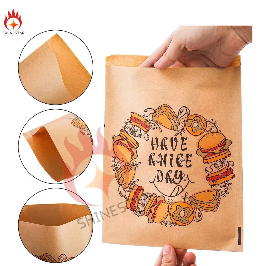 6.7&quot; X 8&quot; Brown Paper Treat Bags Grease Resistant Kraft Bags Small Flat Envelopes Favor Bags for Cookies Snacks Candy Donut Hamburger