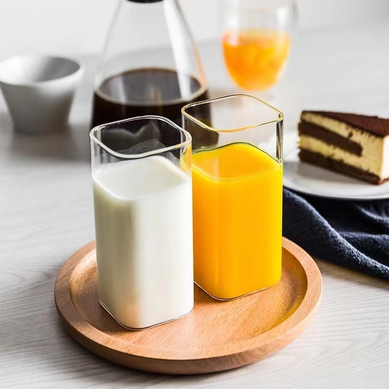 Square Boba Cup Bubble Tea Glass Tumbler Morning Reusable Coffee Milk Tea Water Drinking Glasses Cups